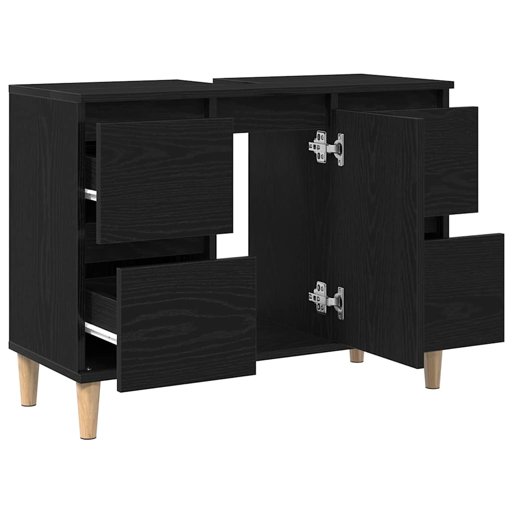 Gabinete de Lavabo para Baño Roble Negro 80 x 33 x 60 cm