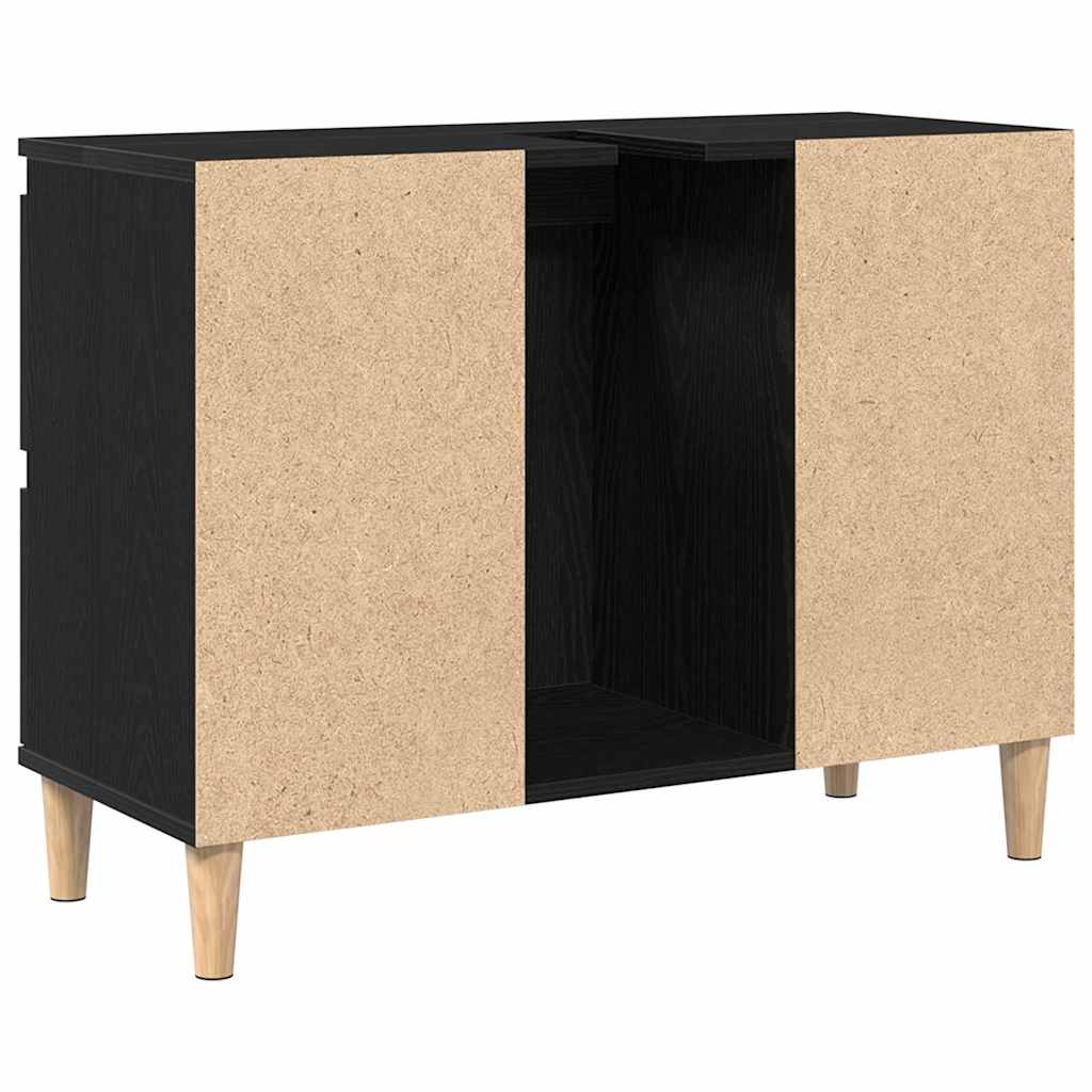 Gabinete de Lavabo para Baño Roble Negro 80 x 33 x 60 cm