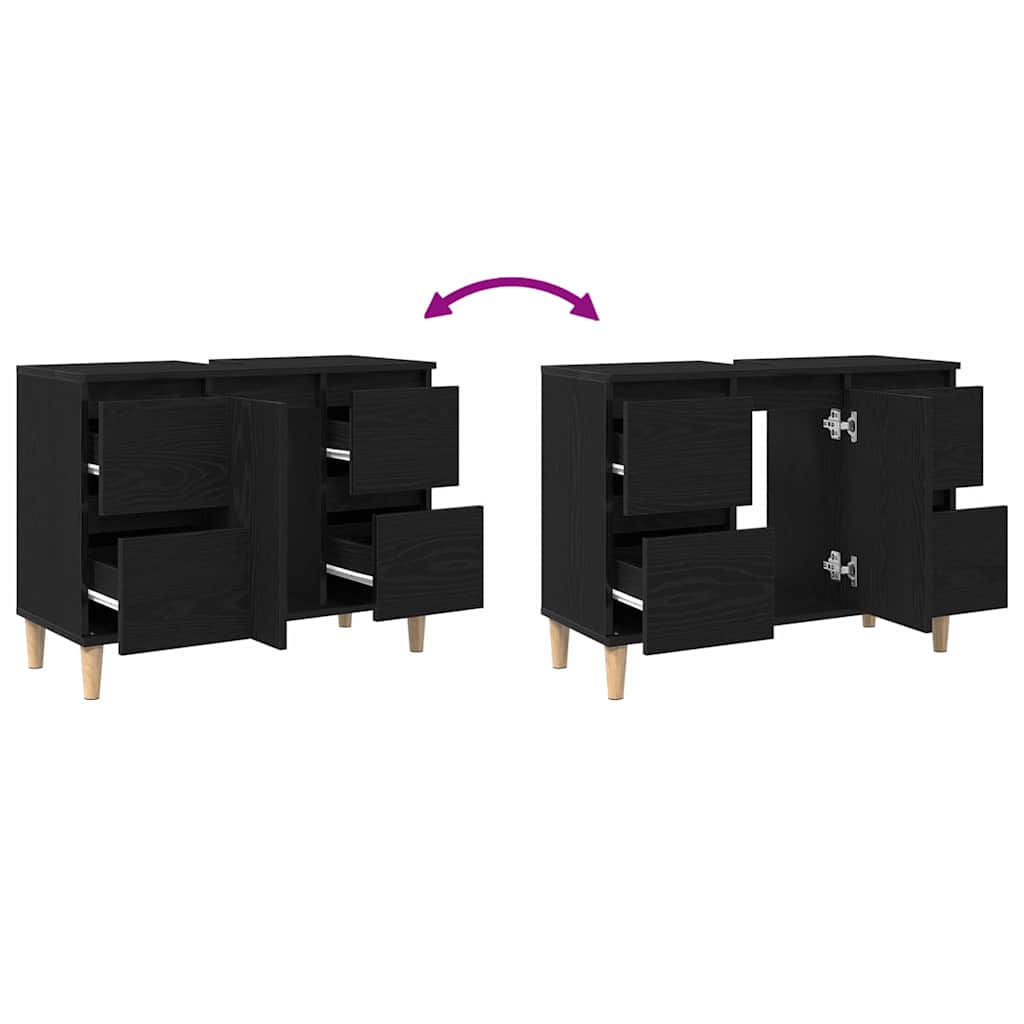 Gabinete de Lavabo para Baño Roble Negro 80 x 33 x 60 cm