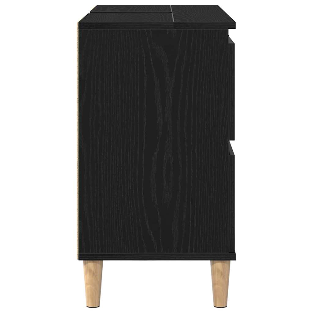 Gabinete de Lavabo para Baño Roble Negro 80 x 33 x 60 cm
