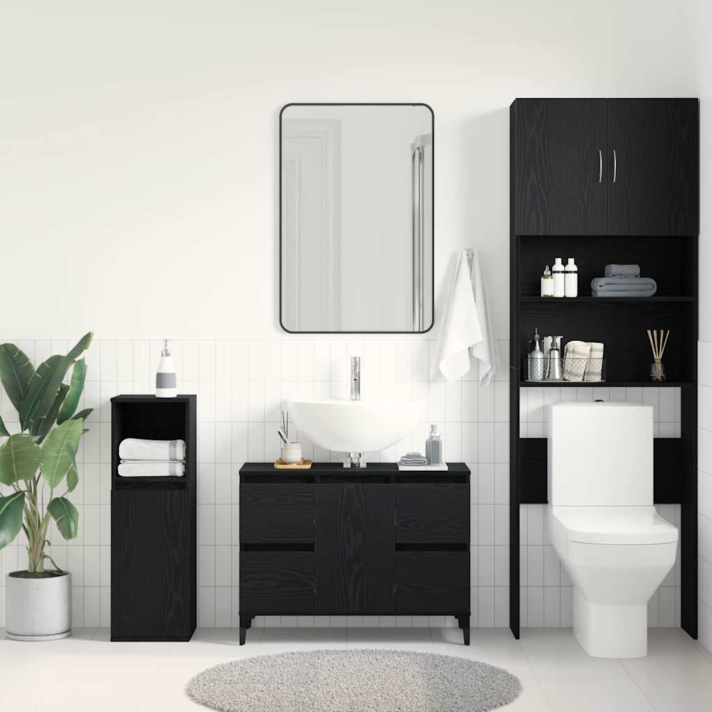 Gabinete de Lavabo para Baño Roble Negro 80 x 33 x 60 cm