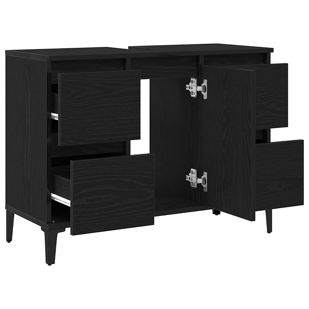Gabinete de Lavabo para Baño Roble Negro 80 x 33 x 60 cm