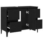 Gabinete de Lavabo para Baño Roble Negro 80 x 33 x 60 cm