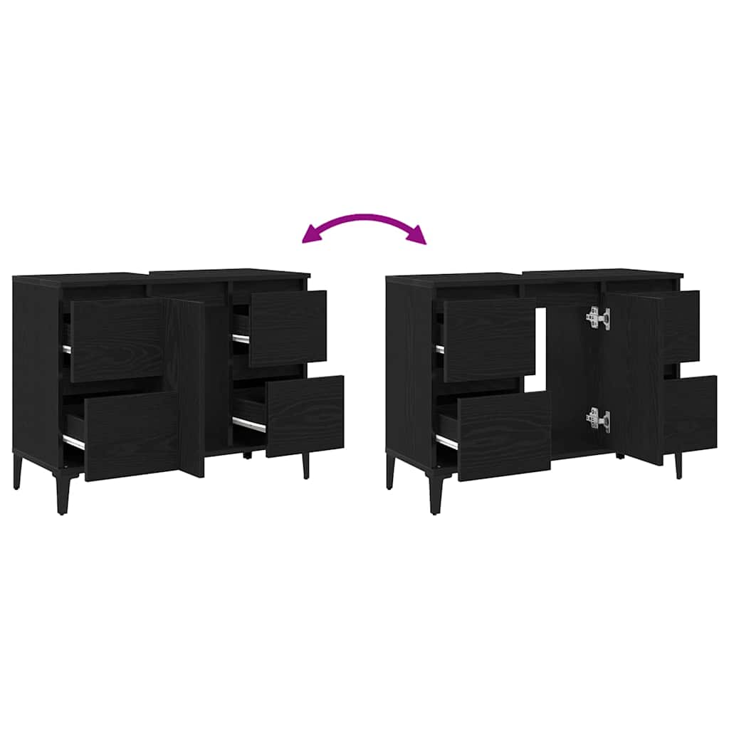 Gabinete de Lavabo para Baño Roble Negro 80 x 33 x 60 cm