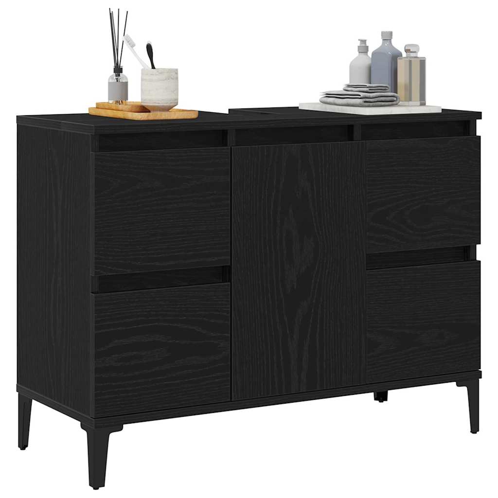 Gabinete de Lavabo para Baño Roble Negro 80 x 33 x 60 cm