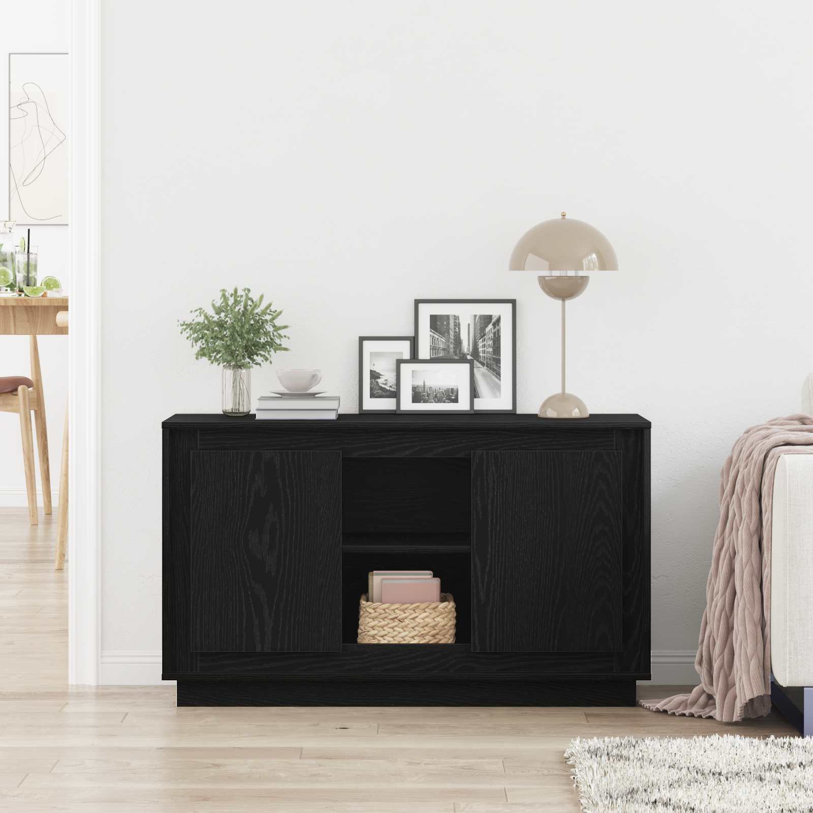 Vitrina Roble Negro 102 x 35 x 60 cm Madera contrachapada