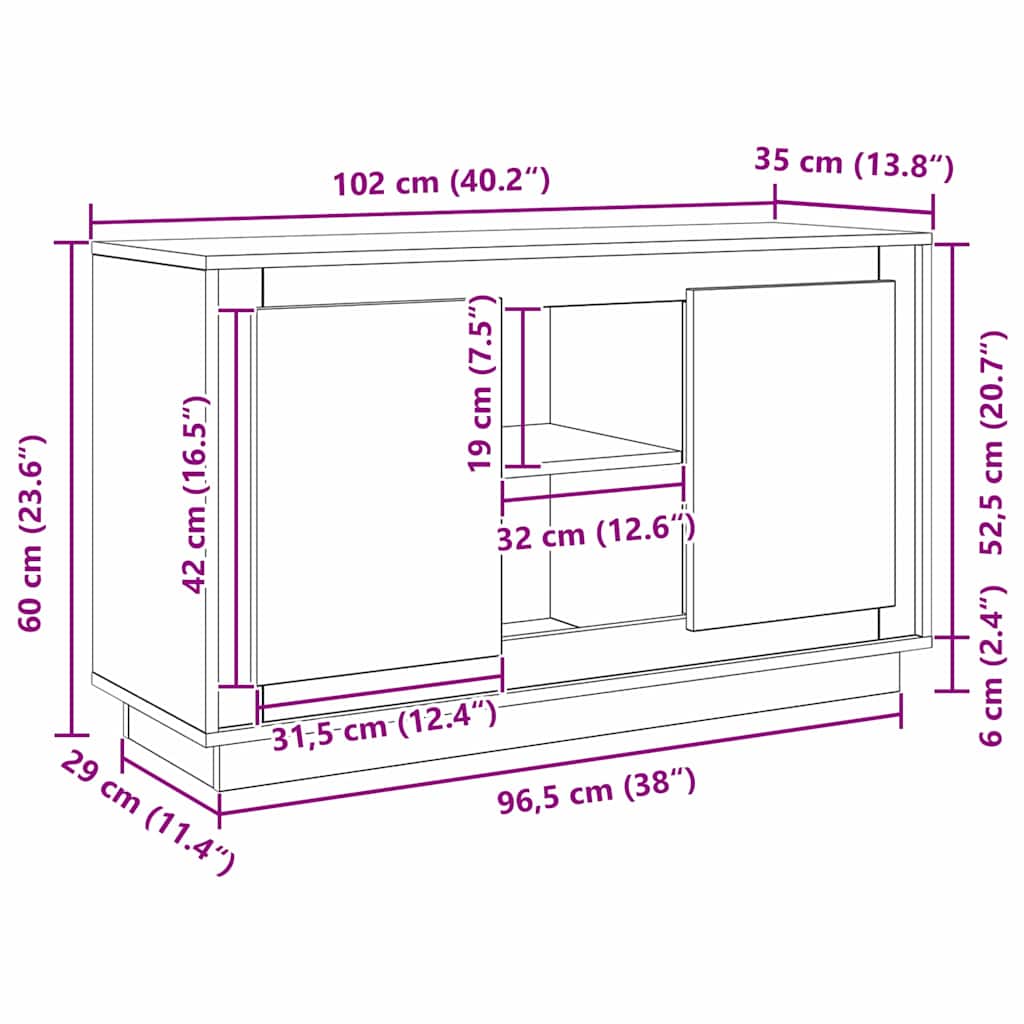 Vitrina Roble Negro 102 x 35 x 60 cm Madera contrachapada