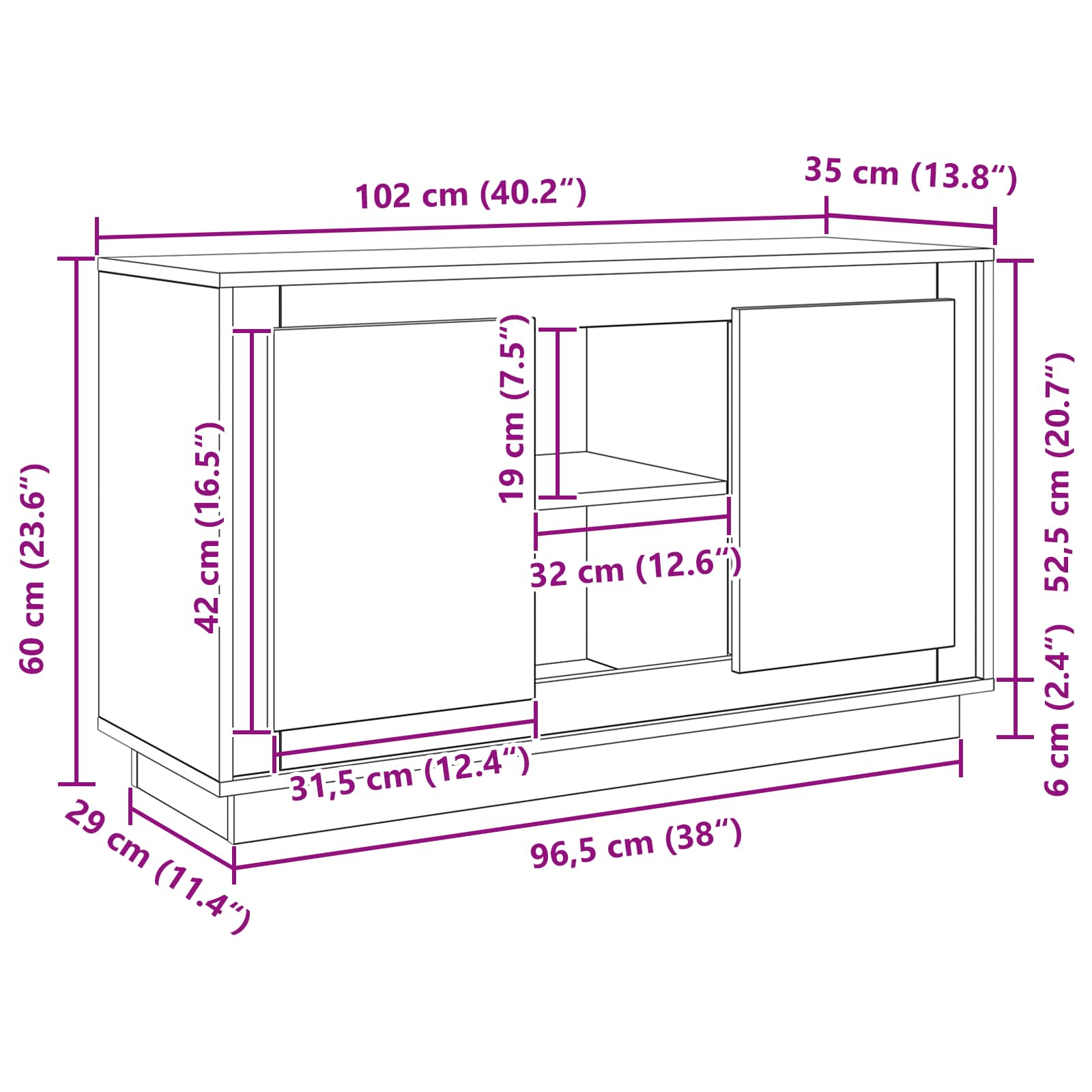 Vitrina Roble Negro 102 x 35 x 60 cm Madera contrachapada
