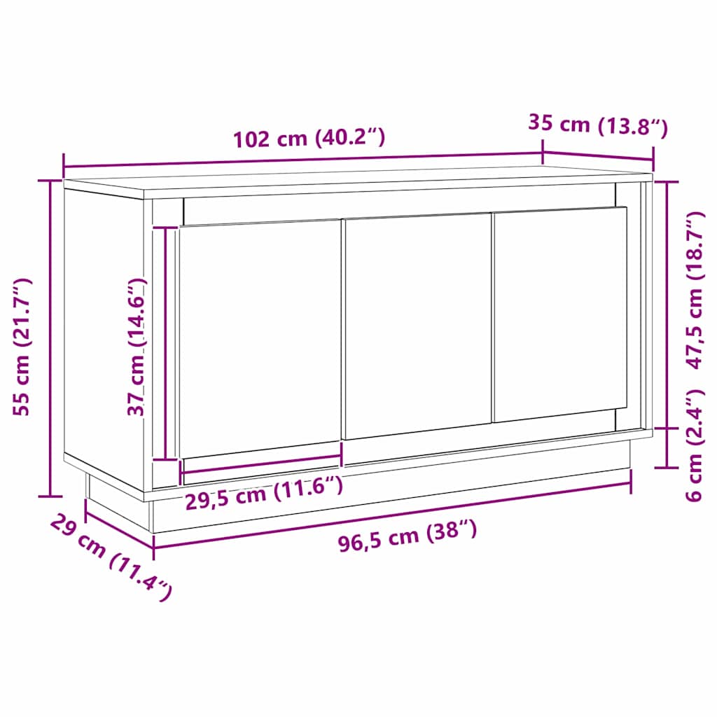 Vitrina Roble Negro 102 x 35 x 55 cm Madera contrachapada