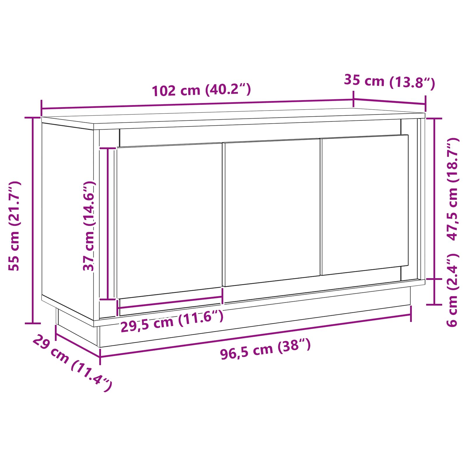 Vitrina Roble Negro 102 x 35 x 55 cm Madera contrachapada