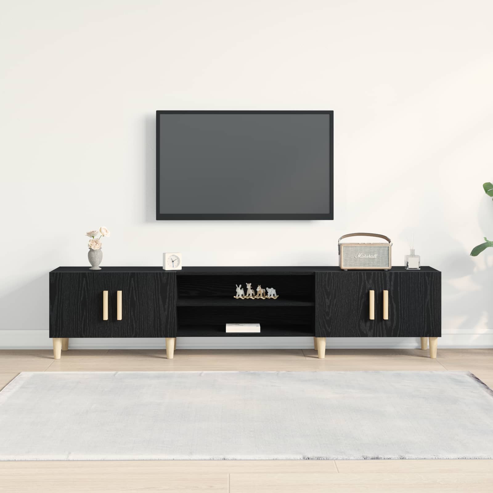 Gabinete de TV Roble Negro 180 x 31,5 x 40 cm
