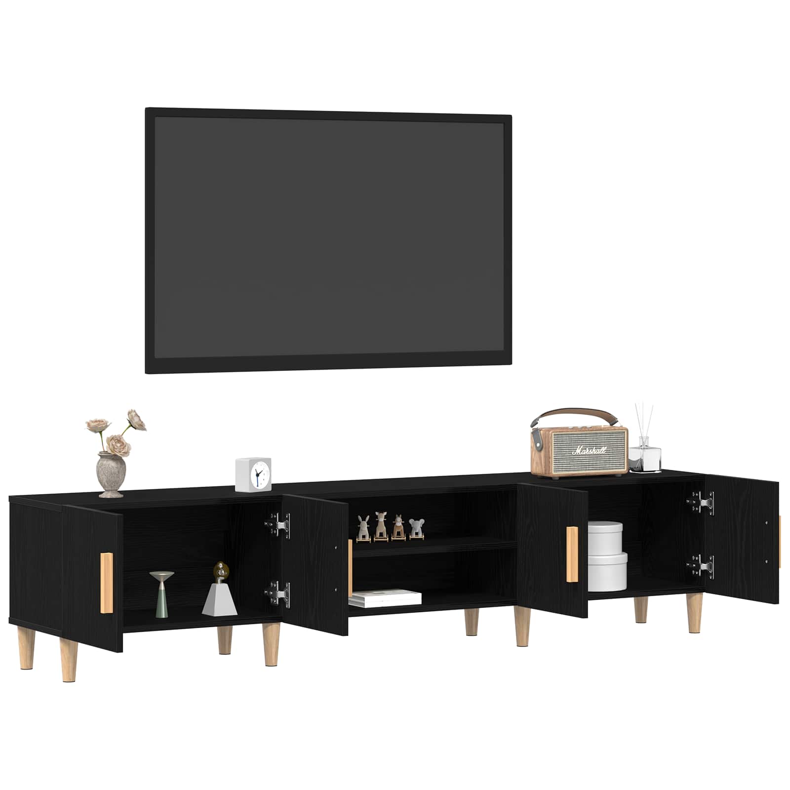 Gabinete de TV Roble Negro 180 x 31,5 x 40 cm