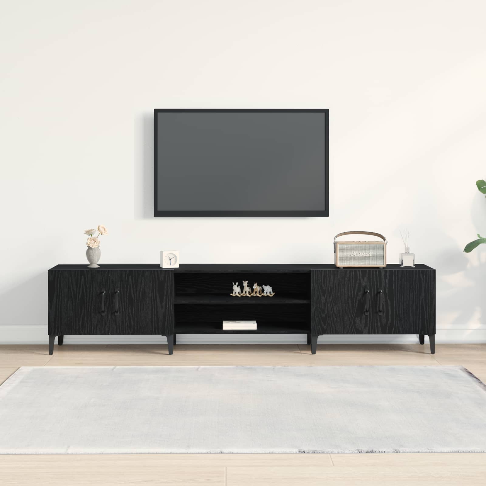 Gabinete de TV Roble Negro 180 x 31,5 x 40 cm