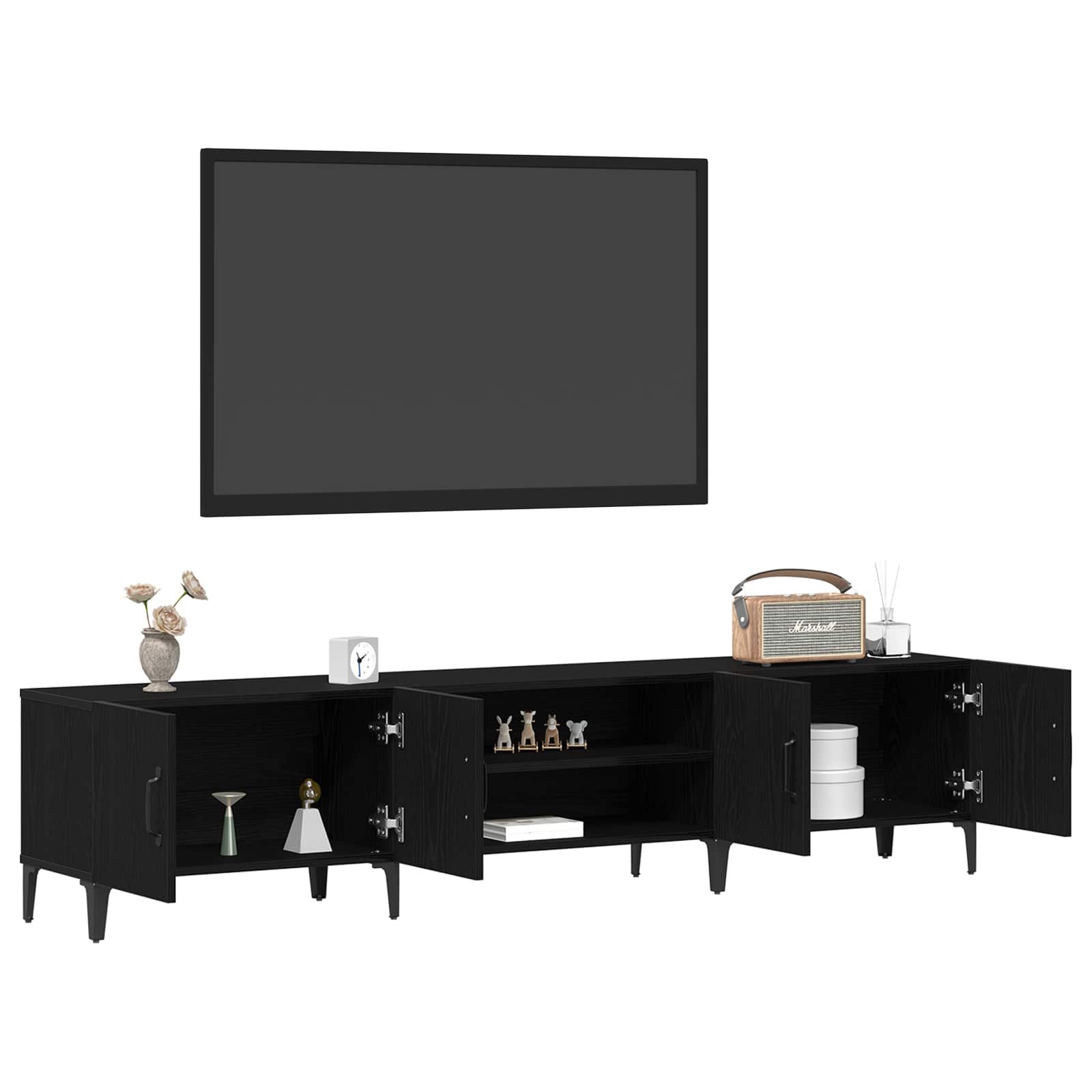 Gabinete de TV Roble Negro 180 x 31,5 x 40 cm