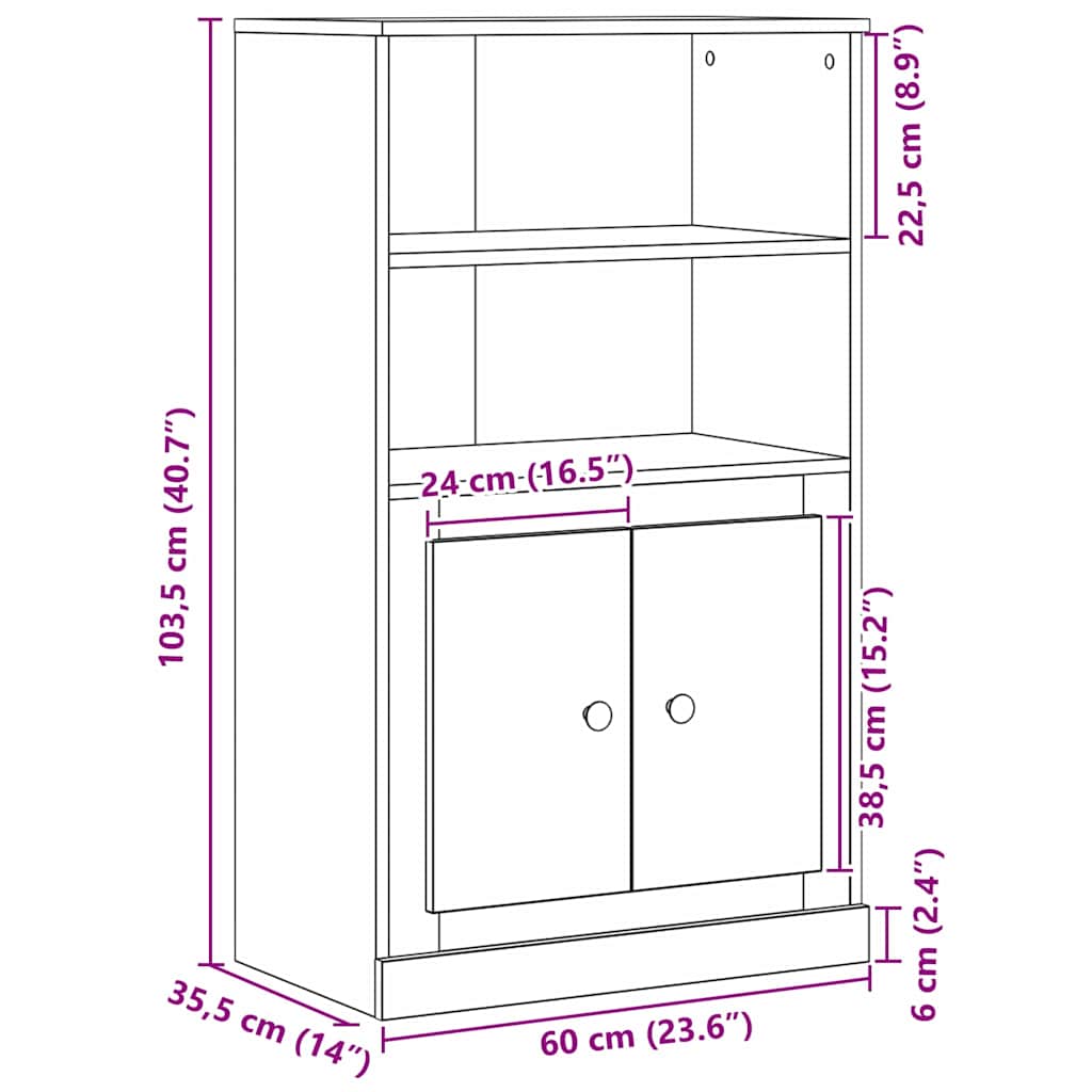 Highboard Roble Negro 60 x 35.5 x 103.5 cm Madera contrachapada
