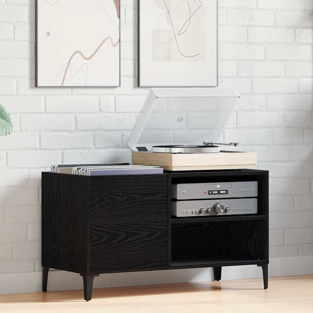 Mueble para discos de vinilo Roble Negro 84,5 x 38 x 48 cm