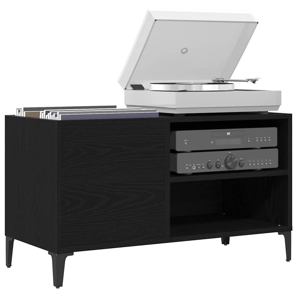 Mueble para discos de vinilo Roble Negro 84,5 x 38 x 48 cm