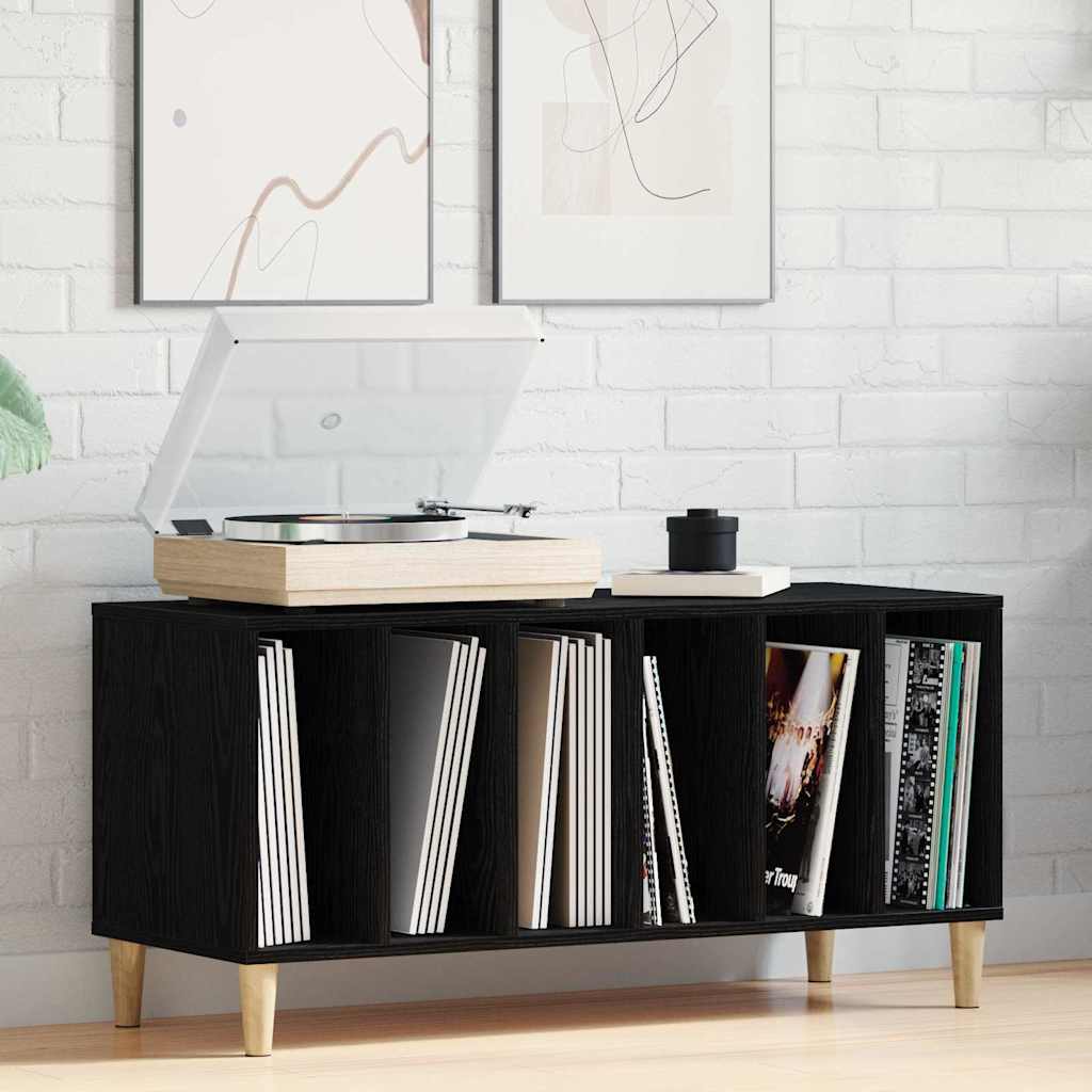 Mueble para discos de vinilo Roble Negro 100 x 38 x 48 cm
