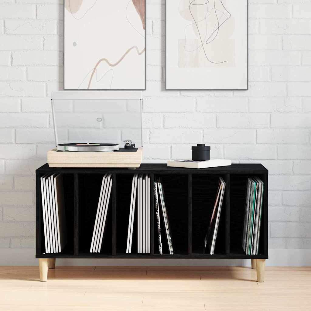 Mueble para discos de vinilo Roble Negro 100 x 38 x 48 cm