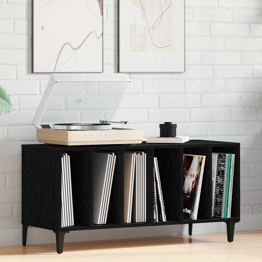 Mueble para discos de vinilo Roble Negro 100 x 38 x 48 cm