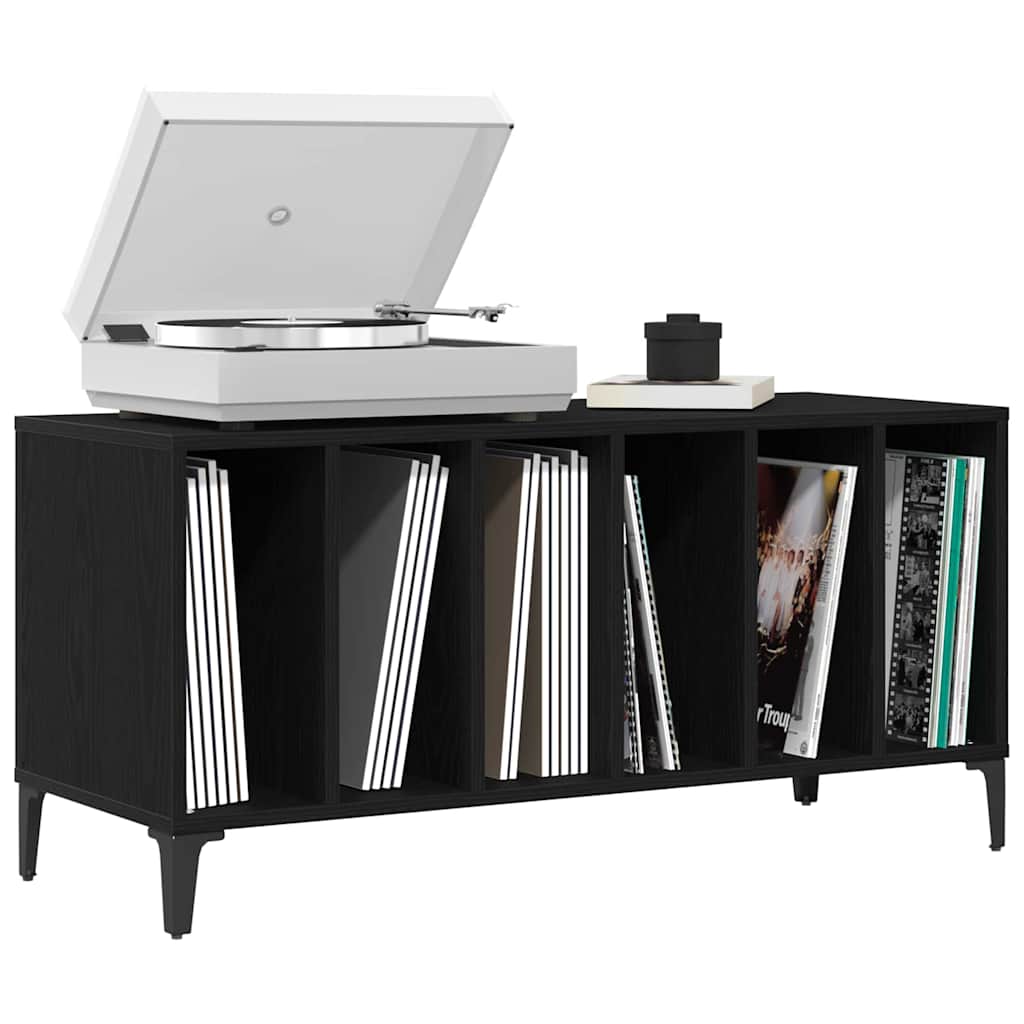 Mueble para discos de vinilo Roble Negro 100 x 38 x 48 cm