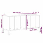Mueble para discos de vinilo Roble Negro 100 x 38 x 48 cm