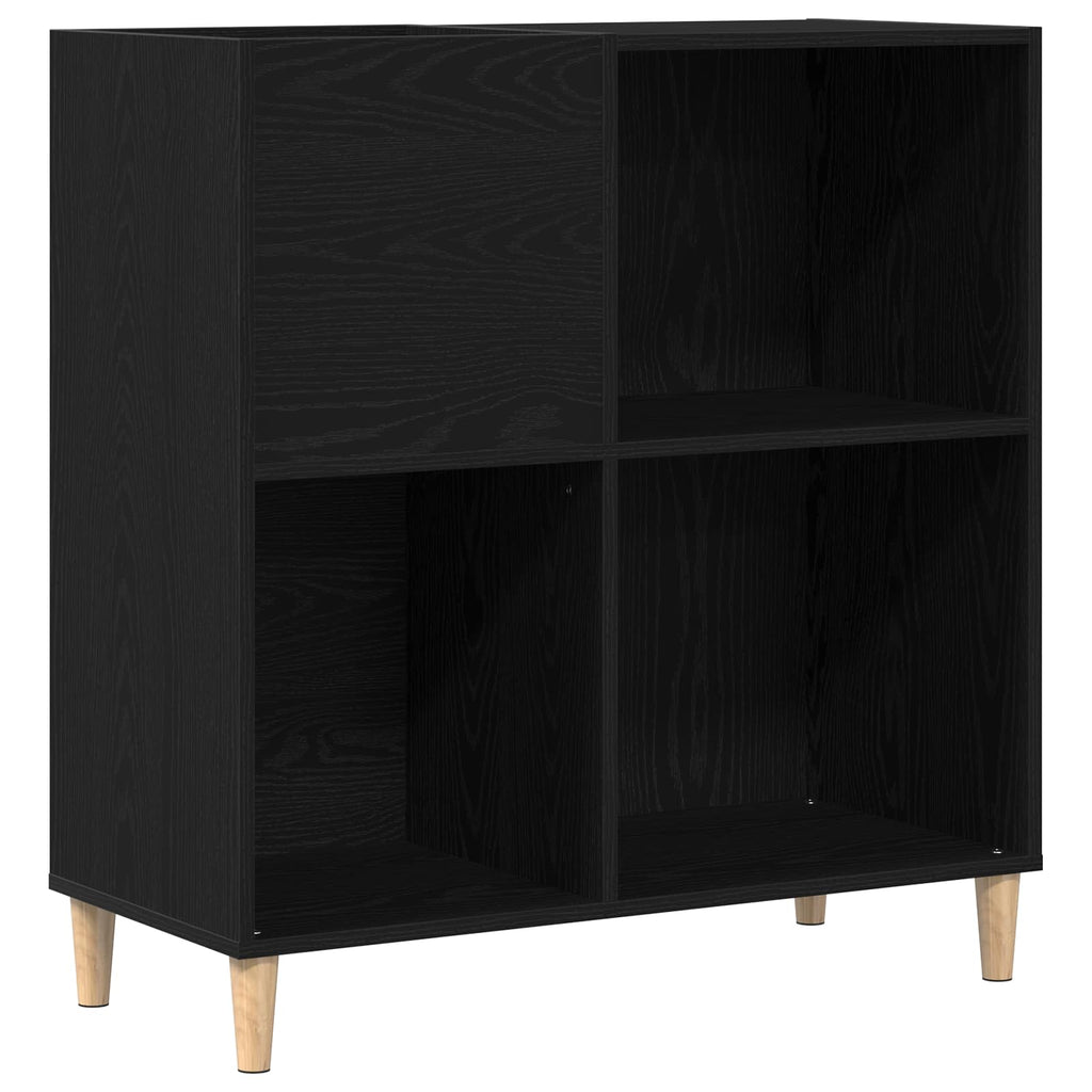 Black Oak Vinyl Record Storage Cabinet 84.5 x 38 x 89 cm