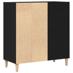 Black Oak Vinyl Record Storage Cabinet 84.5 x 38 x 89 cm