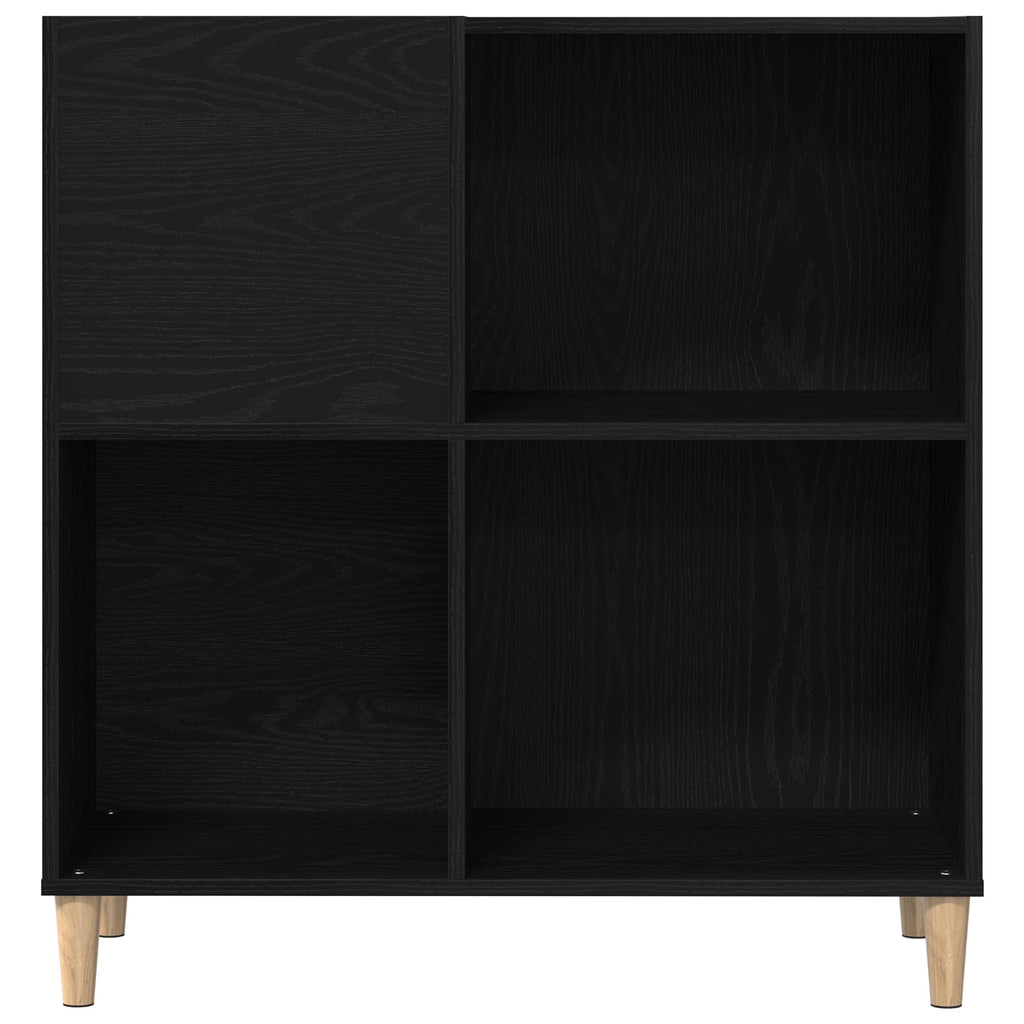 Black Oak Vinyl Record Storage Cabinet 84.5 x 38 x 89 cm