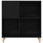 Black Oak Vinyl Record Storage Cabinet 84.5 x 38 x 89 cm