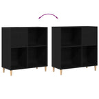 Black Oak Vinyl Record Storage Cabinet 84.5 x 38 x 89 cm