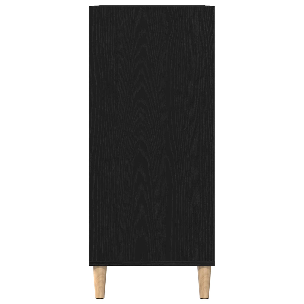 Black Oak Vinyl Record Storage Cabinet 84.5 x 38 x 89 cm