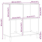 Black Oak Vinyl Record Storage Cabinet 84.5 x 38 x 89 cm