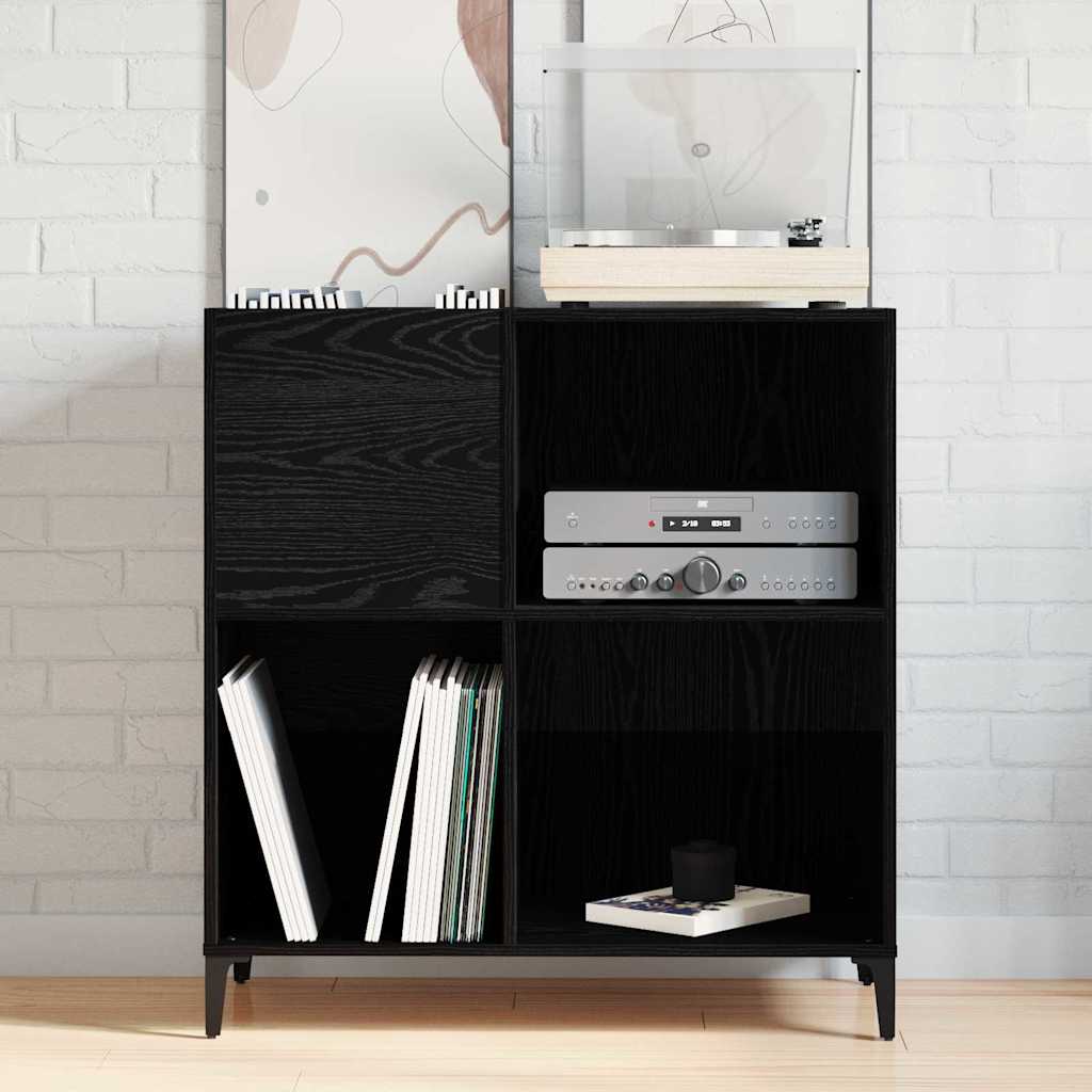 Mueble para discos de vinilo Roble Negro 84,5 x 38 x 89 cm