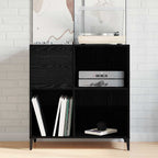 Mueble para discos de vinilo Roble Negro 84,5 x 38 x 89 cm