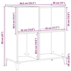 Mueble para discos de vinilo Roble Negro 84,5 x 38 x 89 cm