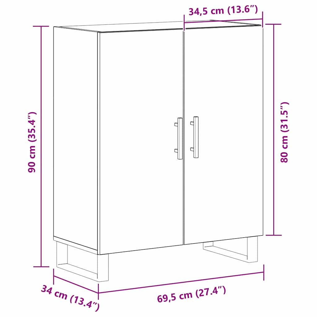 Vitrina Roble Negro 69,5 x 34 x 90 cm Madera contrachapada