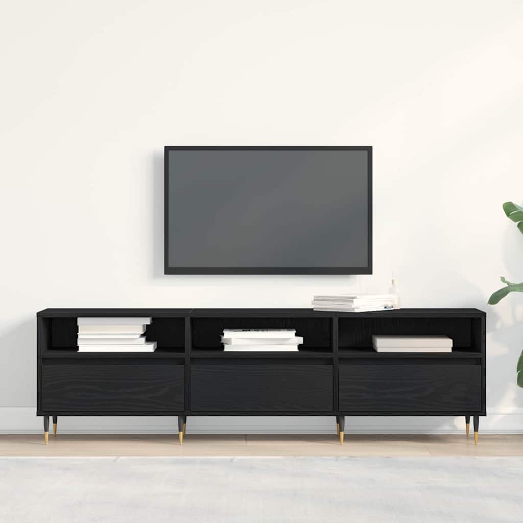 Mueble de TV con cajón Roble Negro 150 x 30 x 44,5 cm