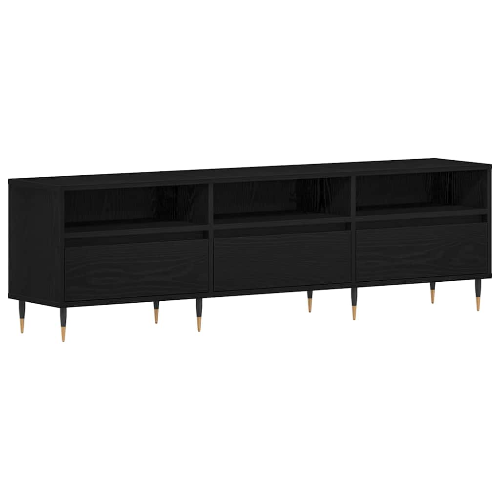 Mueble de TV con cajón Roble Negro 150 x 30 x 44,5 cm