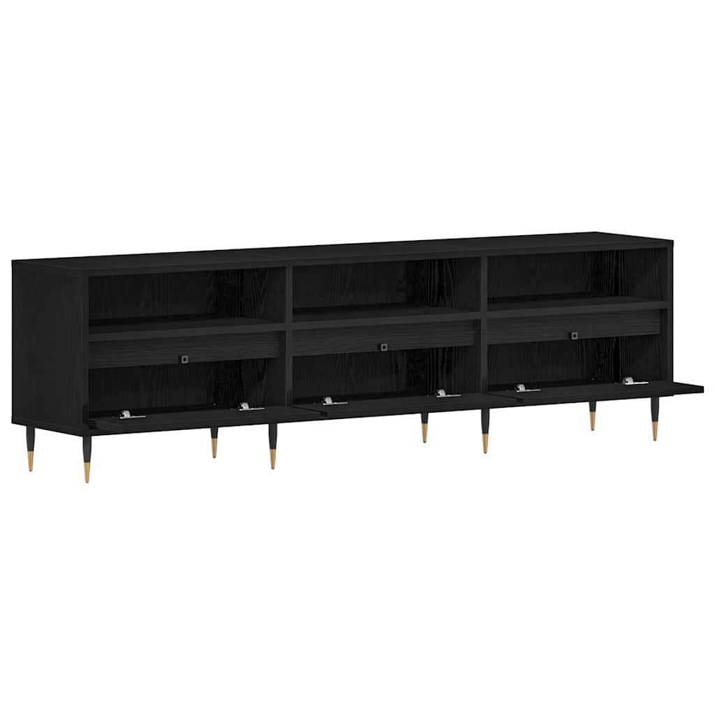 Mueble de TV con cajón Roble Negro 150 x 30 x 44,5 cm