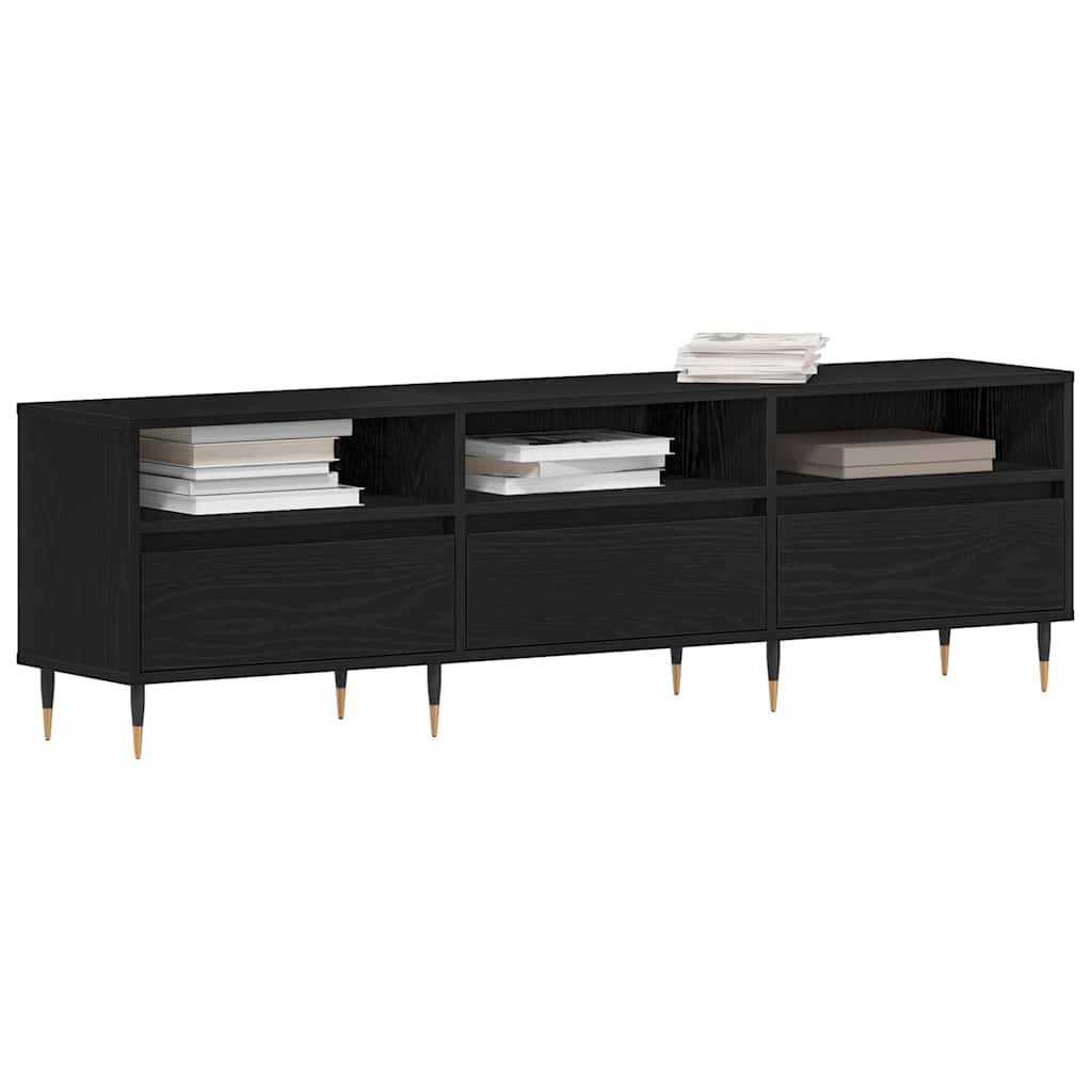Mueble de TV con cajón Roble Negro 150 x 30 x 44,5 cm
