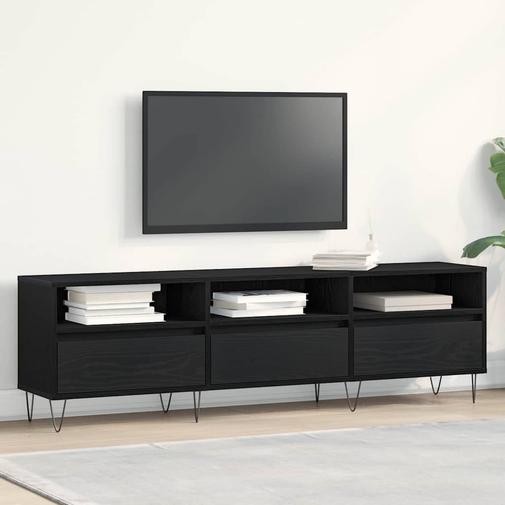 Gabinete de TV con cajón Roble Negro 150 x 30 x 44,5 cm