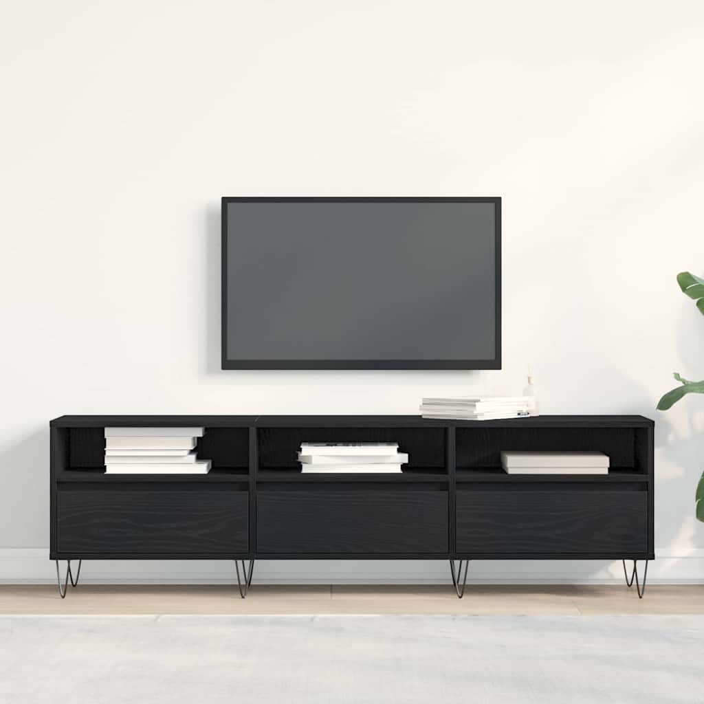 Gabinete de TV con cajón Roble Negro 150 x 30 x 44,5 cm
