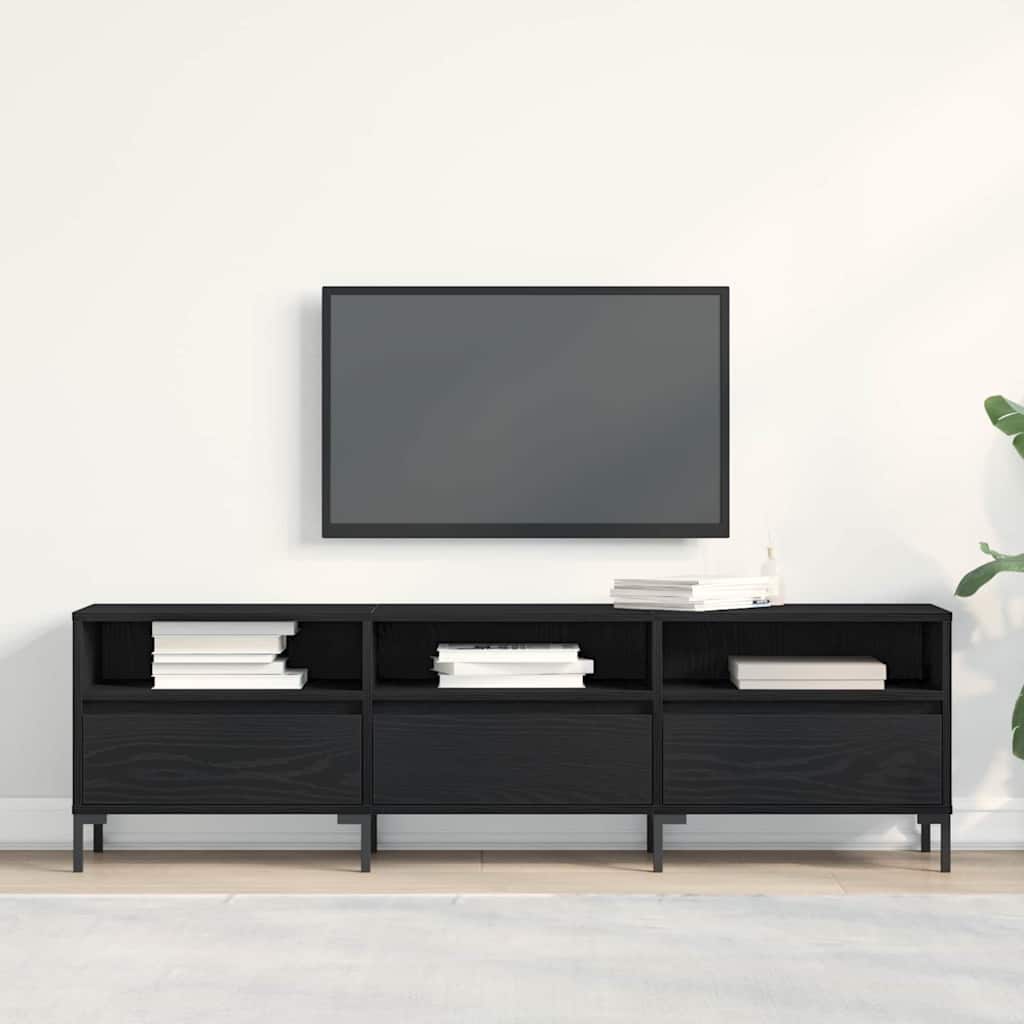 Gabinete de TV con cajón Roble Negro 150 x 30 x 44,5 cm