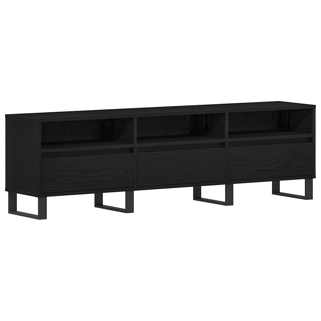 Mueble de TV con cajón Roble Negro 150 x 30 x 44,5 cm