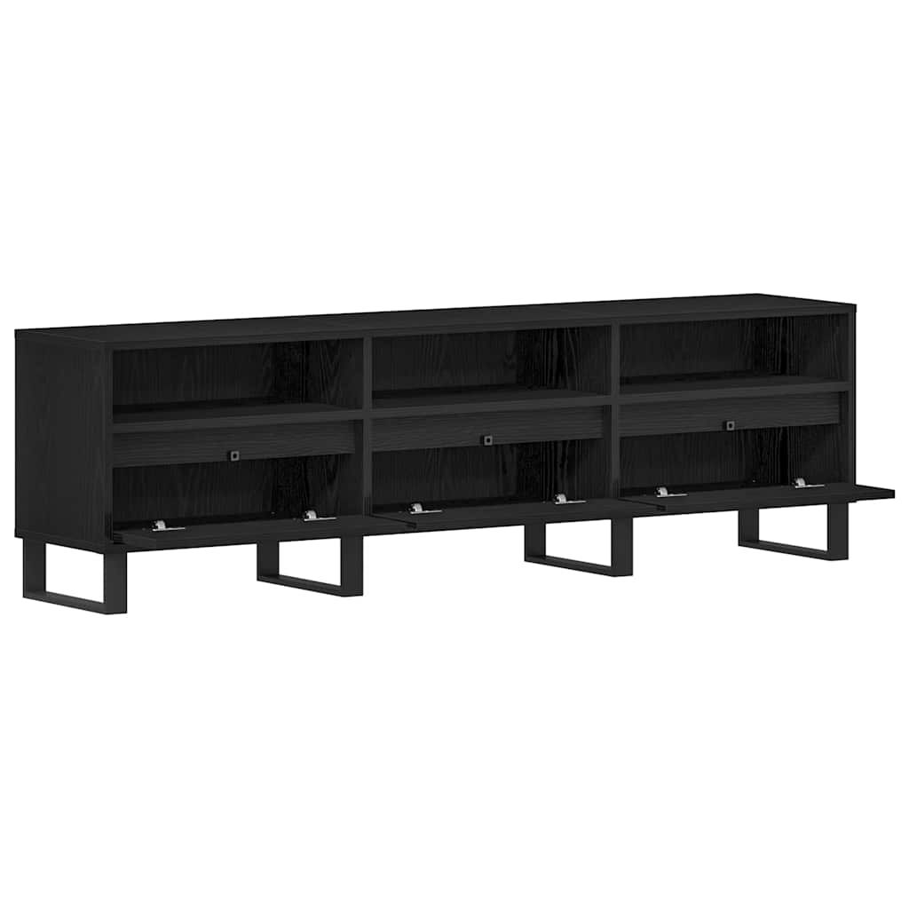 Mueble de TV con cajón Roble Negro 150 x 30 x 44,5 cm