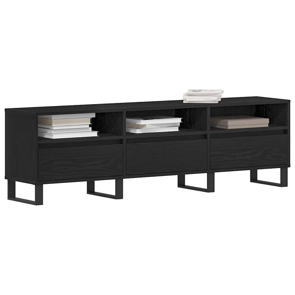 Mueble de TV con cajón Roble Negro 150 x 30 x 44,5 cm