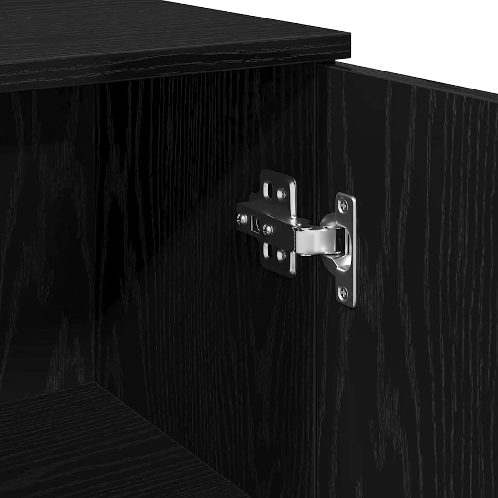 Gabinete de Baño con estante Roble Negro 30 x 30 x 190 cm
