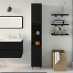 Gabinete de Baño con estante Roble Negro 30 x 30 x 190 cm