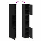 Gabinete de Baño con estante Roble Negro 30 x 30 x 190 cm